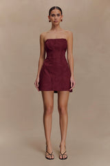 Andy Faux Suede Mini Dress - Wine
