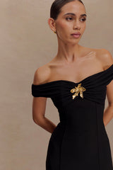 Kellie Off Shoulder Crepe Maxi Dress - Black