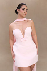 Orellia Strapless Suiting Mini Dress - Soft Pink