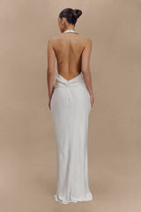 Rinna Satin Halter Maxi Dress - Ivory