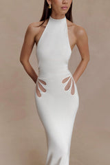 Brock Knit Halter Maxi Dress - White
