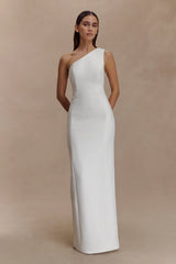 Milena One Shoulder Crepe Maxi Dress - White