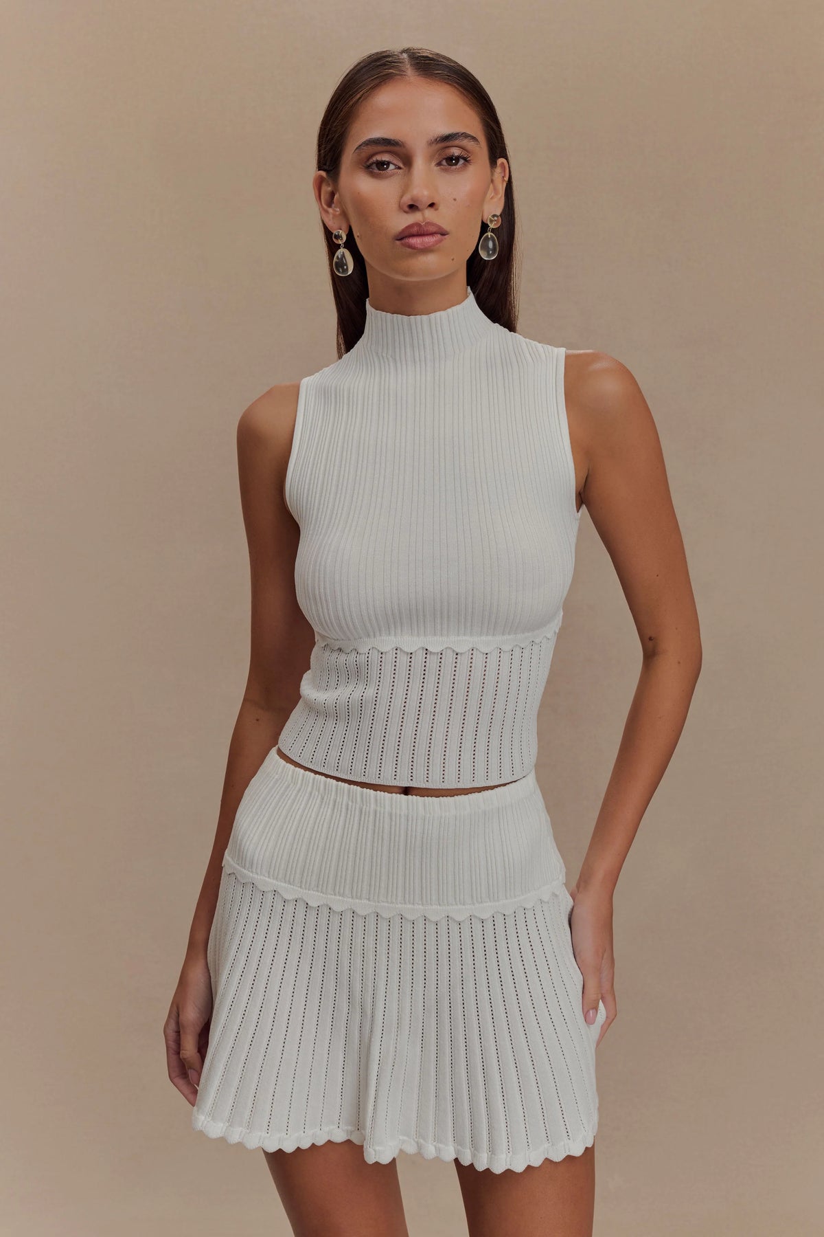 Indy Pointelle Knit Top - Ivory