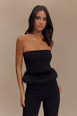 Jacklyn Strapless Faux Fur Top - Black