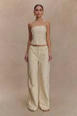 Ebony Embroidered Denim Corset - Cream