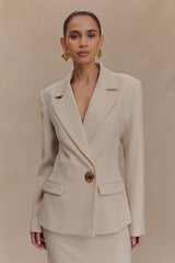 Max Cinched Waist Blazer - Ivory Stone