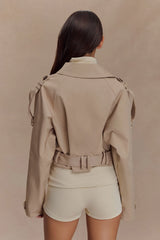 Frank Cropped Collared Jacket - Camel