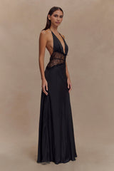 Dinah Lace And Satin Maxi Dress - Black