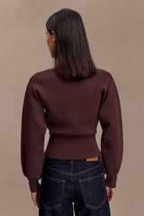 Mertyle Aysmetrical Knit Jumper - Deep Chocolate