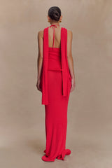 Caprice Halter Knit Maxi Dress - Red