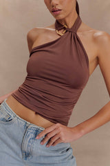Mariposa Slinky Halter Top - Chocolate