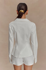 Annalee Cotton Beaded Tie Shirt - White