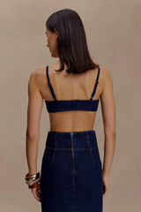 Belle Denim Cropped Bralette - Indigo Blue