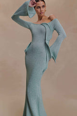 Sandrine Lurex Knit Maxi Dress - Aqua