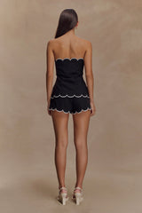 Judith Strapless Scallop Top - Black