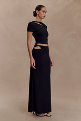 Haven Slinky Twist Midi Skirt - Black