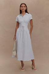 Aysha Buttoned Linen Midi Dress - White