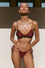 Memphis Beaded Bikini Top - Wine