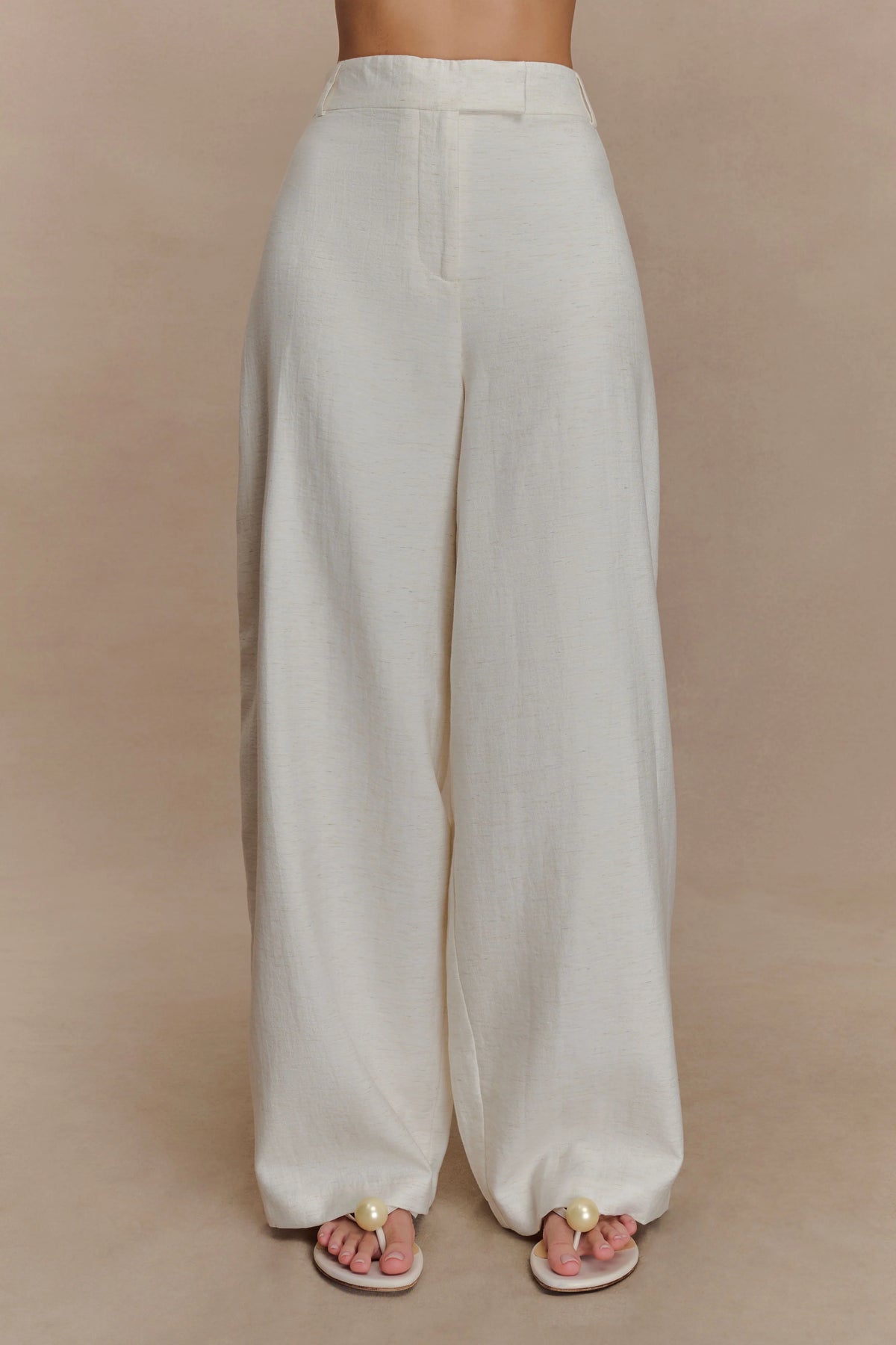 Cyrene Linen Wide Leg Pants - Oat Marle