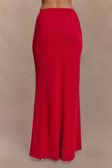 Bruna Slinky Fishtail Maxi Skirt - Red