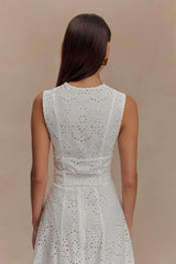 Arla Sleeveless Broderie Top - White