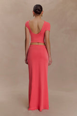 Haven Slinky Twist Midi Skirt - Coral