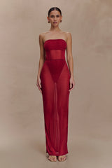 Aoife Mesh Maxi Skirt - Raspberry