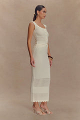 Madeline Scallop Knit Midi Skirt - Ivory