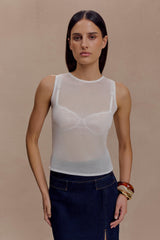Dollie Sheer Knit Tank Top - Ivory