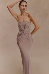Mirren Strapless Slinky Maxi Dress - Bronze