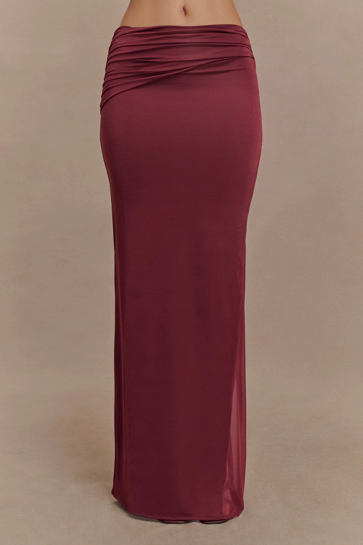 Judy Slinky And Mesh Maxi Skirt - Wine