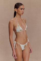 Huntleigh Crochet Bikini Bottom - White & Gold Sunshine Print