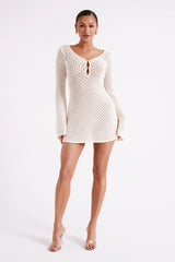 Kayleigh Crochet Knit Mini Dress - White