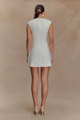 Ariana Pleated Neck Mini Dress - Ivory