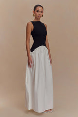 Acacia Contrast Sleeveless Maxi Dress - Black/White