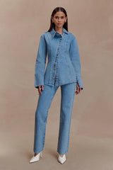 Janine High Waisted Straight Leg Jeans - Classic Blue