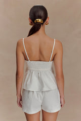 Janayia Cotton Beaded Top - White