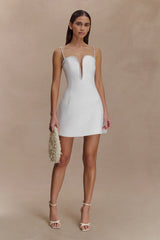 Kingsley Beaded Neckline Mini Dress - Ivory