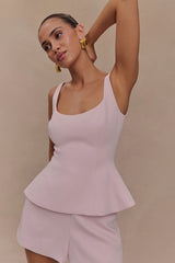 Korrie Suiting Peplum Top - Powder Pink