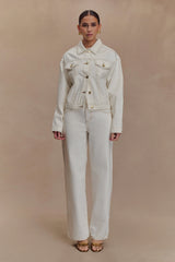 Kirra Cinched Denim Jacket - White