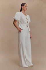 Janayia Cotton Wide Leg Pants - White