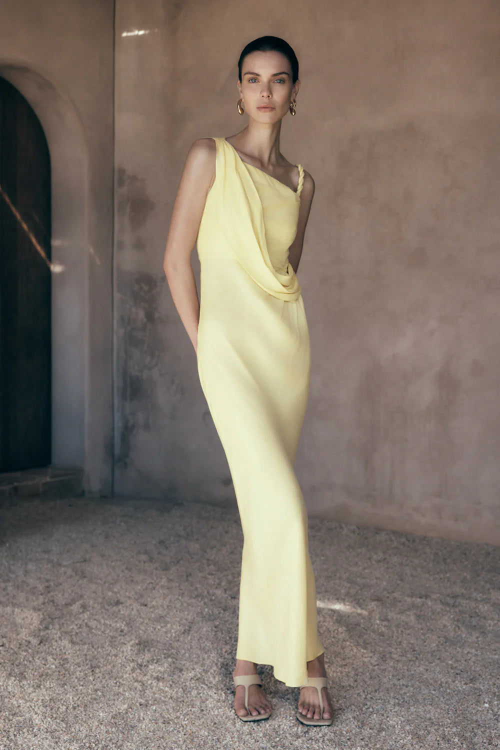 Lorieanne Draped Maxi Dress - Lemon