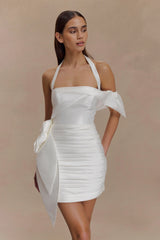 Claudine Taffeta Floral Mini Dress - White