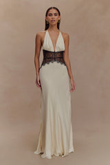 Dinah Lace And Satin Maxi Dress - Black/Ivory