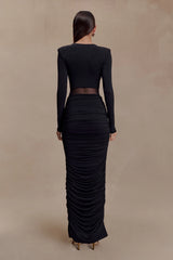 Louanne Slinky Long Sleeve Maxi Dress - Black