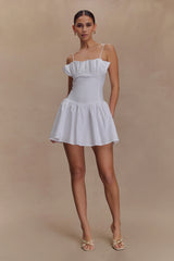 Janis Cotton Frill Mini Dress - White