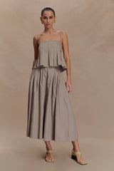 Mae A-Line Midi Skirt - Pebble Brown