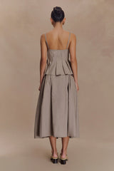 Mae A-Line Midi Skirt - Pebble Brown