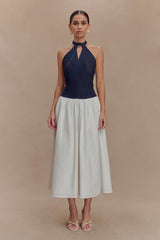 Ashwin Denim Cotton Midi Dress - Indigo Blue