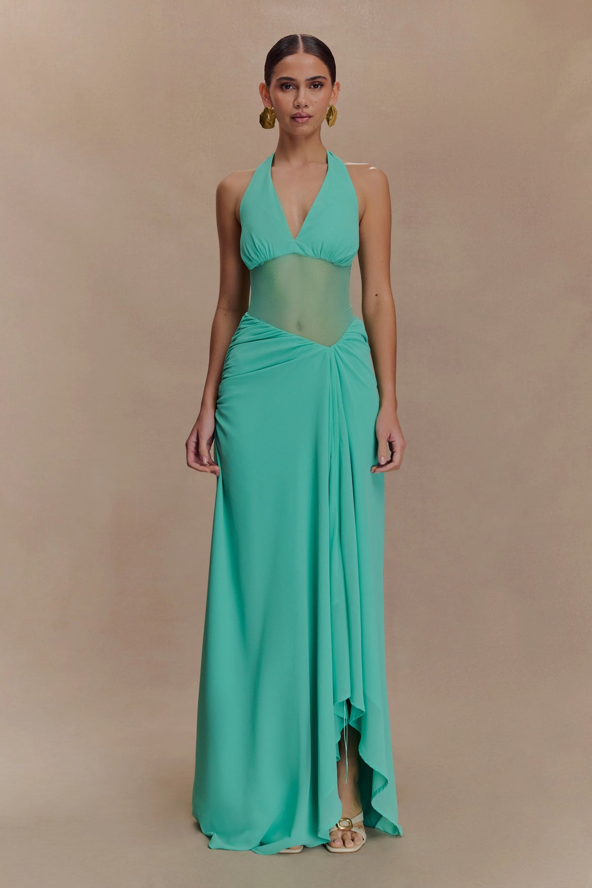 Jonna Chiffon And Mesh Maxi Dress - Lagoon